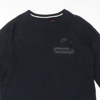 Nike Men’s Black L Crew Neck Pullover Sweatshirt Logo Zip Pocket