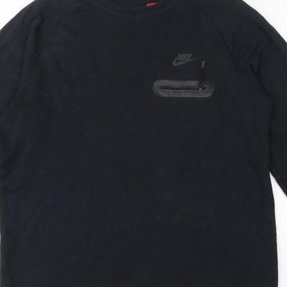 Nike Men’s Black L Crew Neck Pullover Sweatshirt Logo Zip Pocket