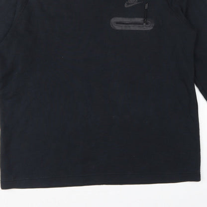 Nike Men’s Black L Crew Neck Pullover Sweatshirt Logo Zip Pocket