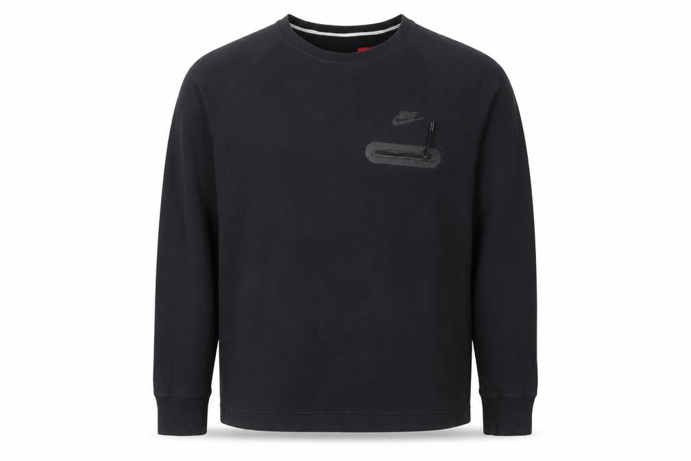 Nike Men’s Black L Crew Neck Pullover Sweatshirt Logo Zip Pocket