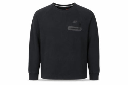Nike Men’s Black L Crew Neck Pullover Sweatshirt Logo Zip Pocket