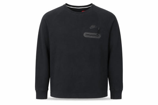 Nike Men’s Black L Crew Neck Pullover Sweatshirt Logo Zip Pocket
