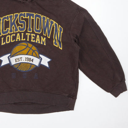 Zara Women Brown M Pullover Hoodie Pickstown Basketball Graphic USA