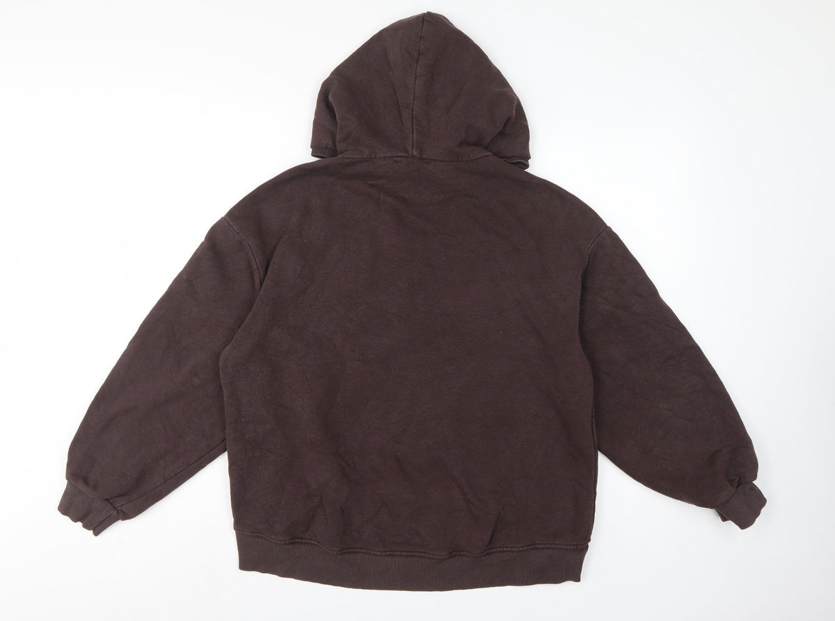 Zara Women Brown M Pullover Hoodie Pickstown Basketball Graphic USA