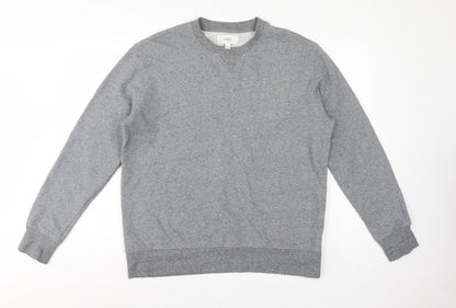 Marks and Spencer Men Grey L Crew Neck Pullover Sweatshirt Cotton