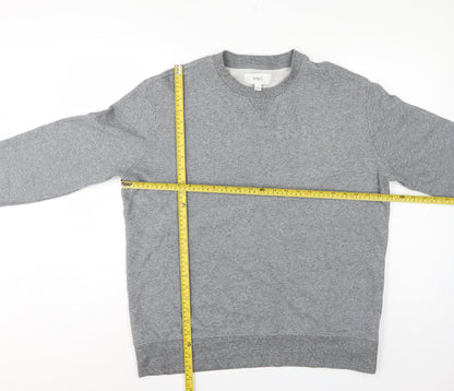 Marks and Spencer Men Grey L Crew Neck Pullover Sweatshirt Cotton
