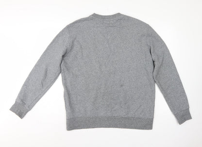 Marks and Spencer Men Grey L Crew Neck Pullover Sweatshirt Cotton