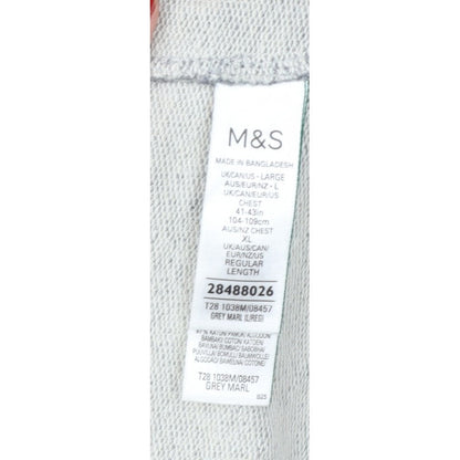 Marks and Spencer Men Grey L Crew Neck Pullover Sweatshirt Cotton