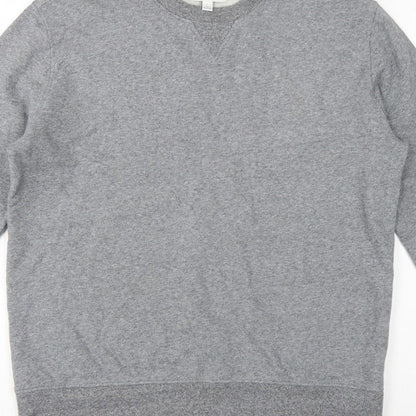 Marks and Spencer Men Grey L Crew Neck Pullover Sweatshirt Cotton