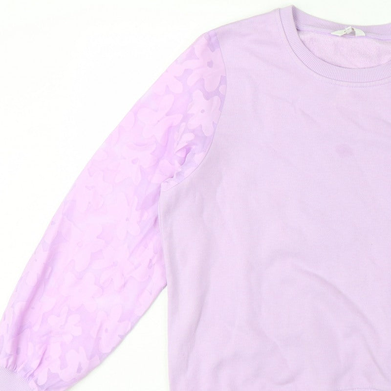 Cotton Traders Women’s Purple UK 12 Floral Balloon Sleeve Sweatshirt
