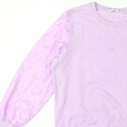 Cotton Traders Women’s Purple UK 12 Floral Balloon Sleeve Sweatshirt