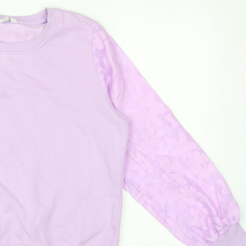 Cotton Traders Women’s Purple UK 12 Floral Balloon Sleeve Sweatshirt