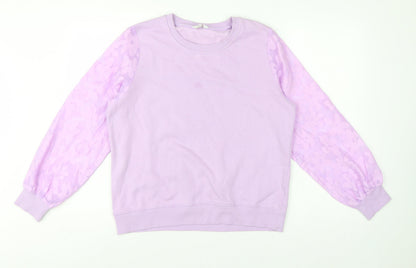 Cotton Traders Women’s Purple UK 12 Floral Balloon Sleeve Sweatshirt