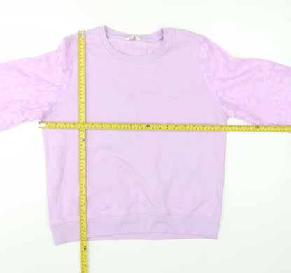 Cotton Traders Women’s Purple UK 12 Floral Balloon Sleeve Sweatshirt