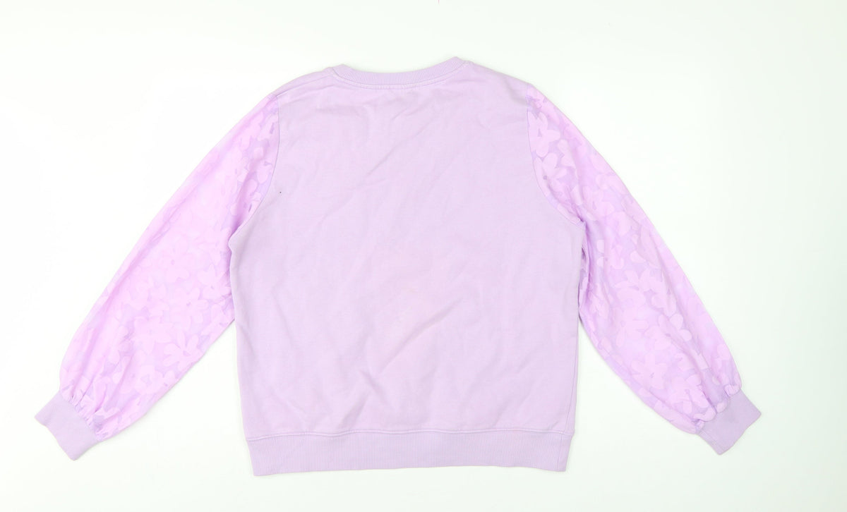 Cotton Traders Women’s Purple UK 12 Floral Balloon Sleeve Sweatshirt