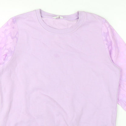 Cotton Traders Women’s Purple UK 12 Floral Balloon Sleeve Sweatshirt