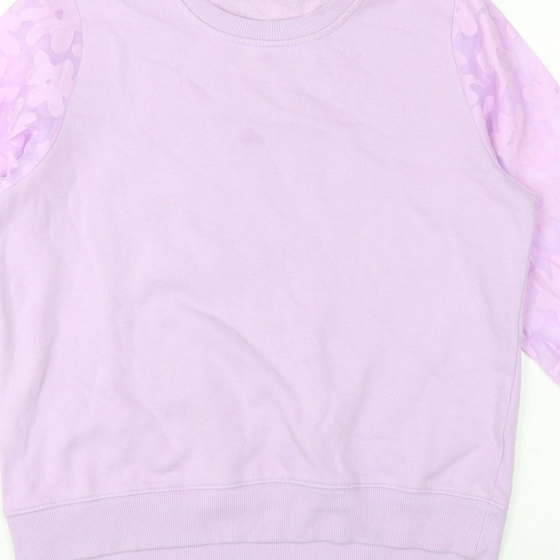 Cotton Traders Women’s Purple UK 12 Floral Balloon Sleeve Sweatshirt
