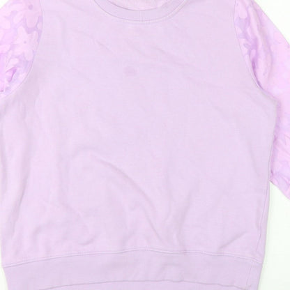 Cotton Traders Women’s Purple UK 12 Floral Balloon Sleeve Sweatshirt