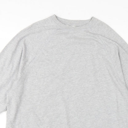 Zara Women Grey L Pullover Crew Neck Raglan Sleeve Sweatshirt