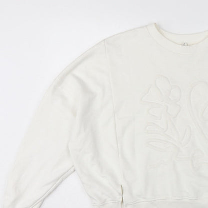 River Island Women’s Ivory Relaxed Floral Embroidered Sweatshirt Size S