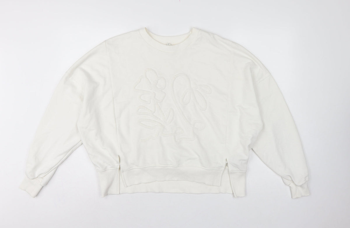 River Island Women’s Ivory Relaxed Floral Embroidered Sweatshirt Size S