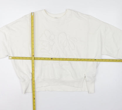 River Island Women’s Ivory Relaxed Floral Embroidered Sweatshirt Size S