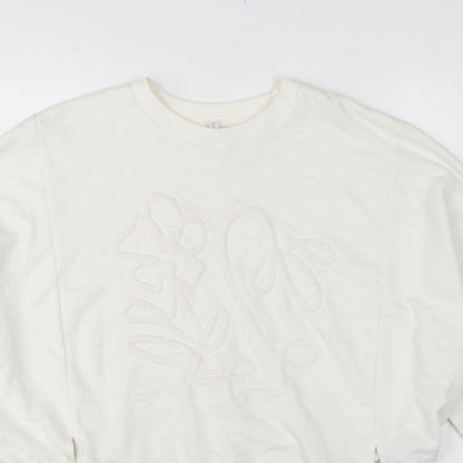 River Island Women’s Ivory Relaxed Floral Embroidered Sweatshirt Size S