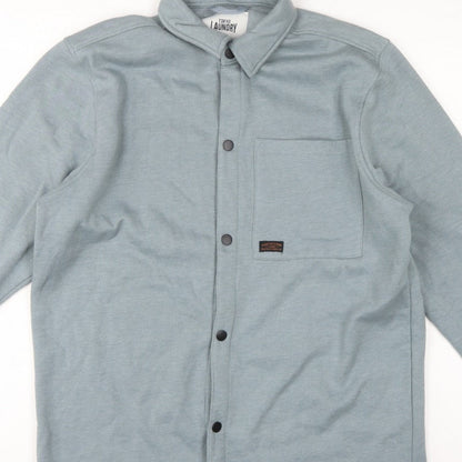 Tokyo Laundry Men’s Blue M Fleece Overshirt Snap Button Long Sleeve
