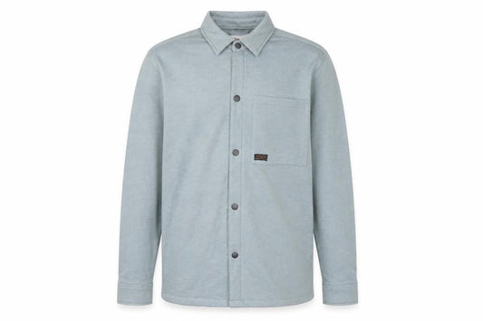 Front view of Tokyo Laundry Men’s Blue M Fleece Overshirt Snap Button Long Sleeve