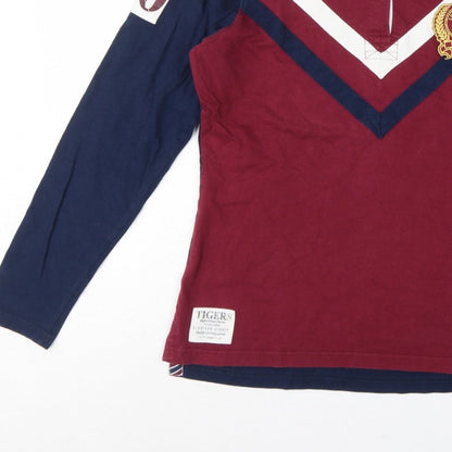 Leicester Tigers Women’s Burgundy Navy Size 12 Rugby Polo Shirt