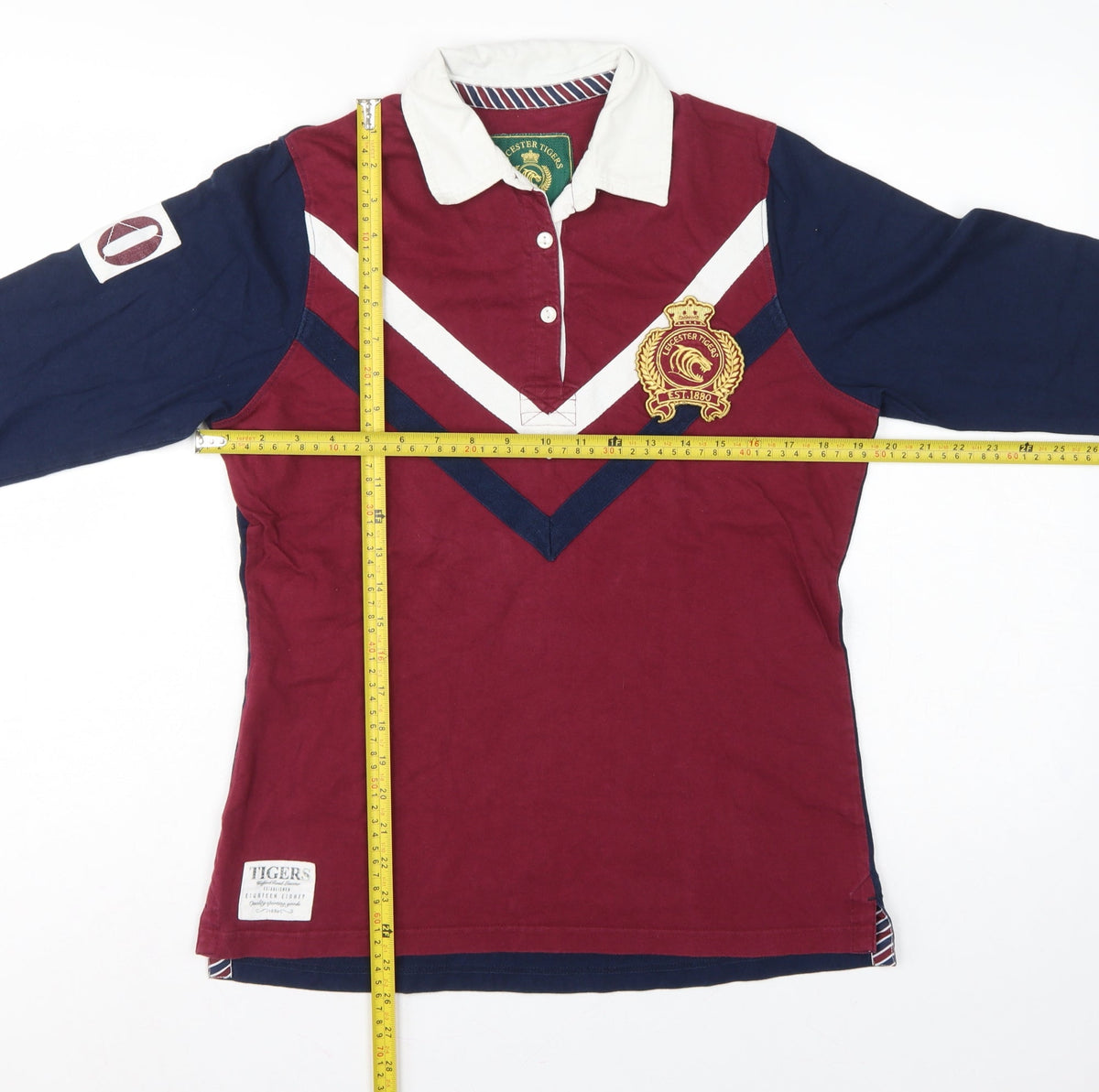Leicester Tigers Women’s Burgundy Navy Size 12 Rugby Polo Shirt