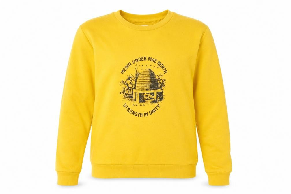 Costes Women Yellow M Bee Graphic Cotton Blend Pullover Sweatshirt