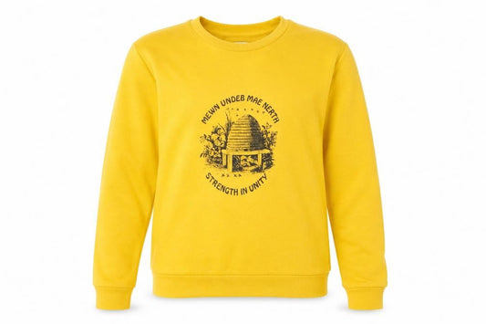 Costes Women Yellow M Bee Graphic Cotton Blend Pullover Sweatshirt