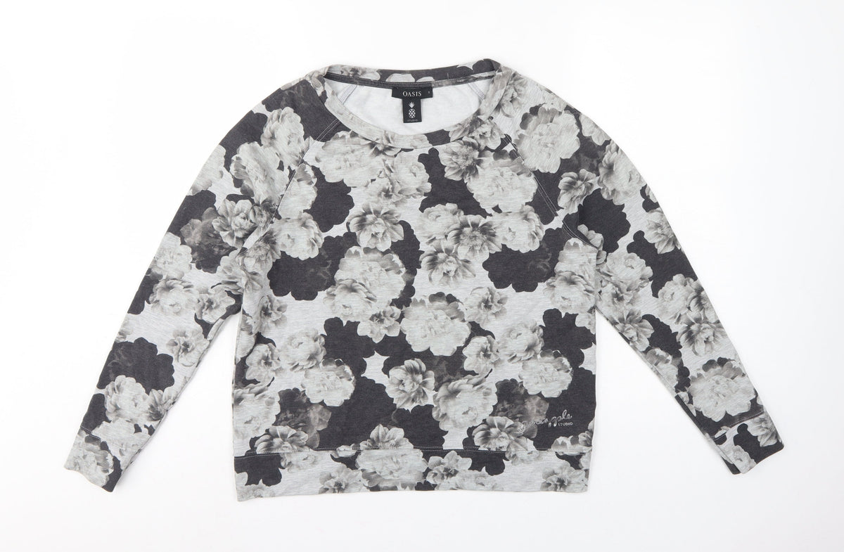Oasis Studio Women’s Grey Floral Raglan Sweatshirt Size S