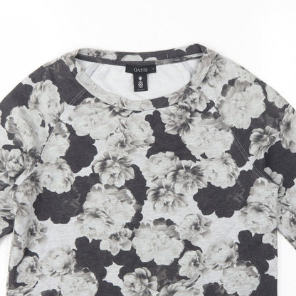 Oasis Studio Women’s Grey Floral Raglan Sweatshirt Size S