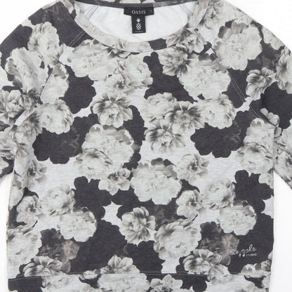 Oasis Studio Women’s Grey Floral Raglan Sweatshirt Size S