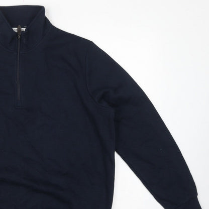 Cotton Traders Men's Navy L 1/4 Zip Fleece Sweatshirt High Neck