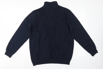 Cotton Traders Men's Navy L 1/4 Zip Fleece Sweatshirt High Neck