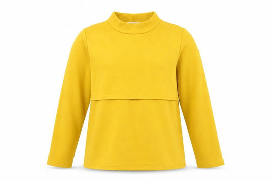 Smallshow Women’s Yellow M Fleece Mock Neck Maternity Tunic Sweatshirt