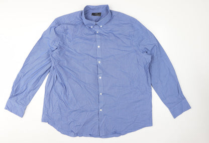 Marks and Spencer Mens Blue Gingham Regular Fit 18.5 Button-Down Shirt