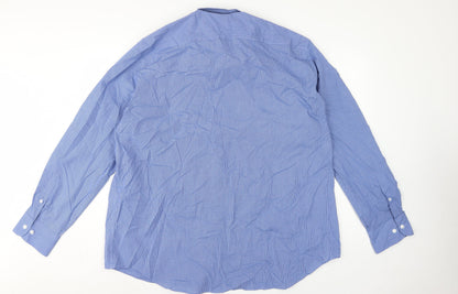 Marks and Spencer Mens Blue Gingham Regular Fit 18.5 Button-Down Shirt