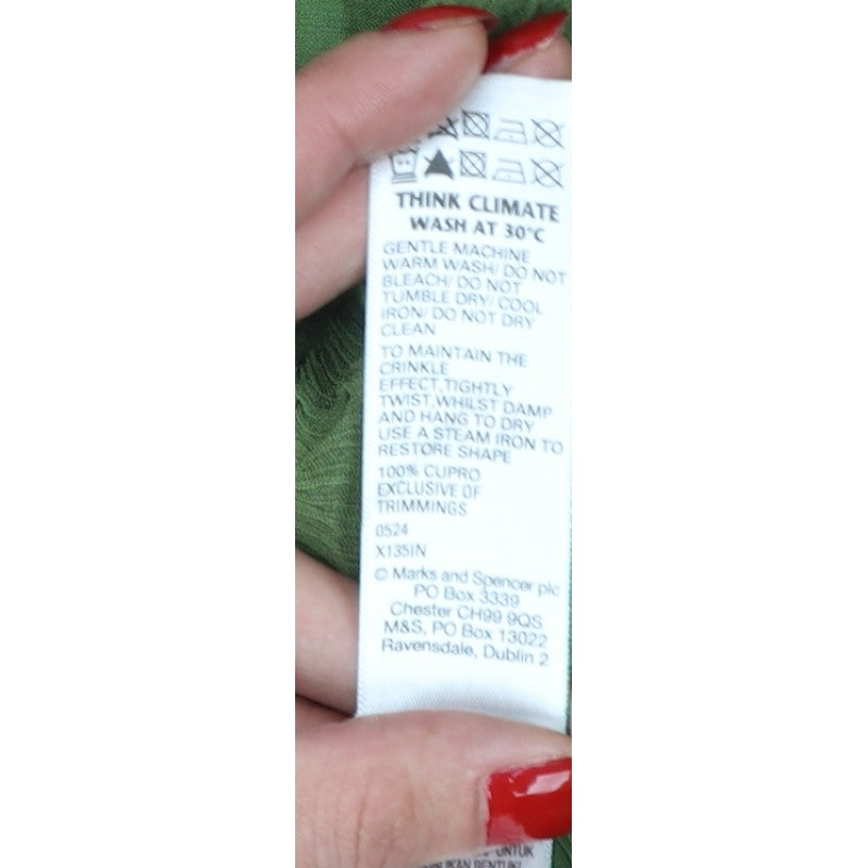 M&S Women Green UK 10 Long Fit & Flare Ruffle Cupro Bohemian Dress