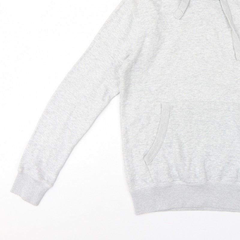 French Connection Men Grey M Pullover Hoodie Embroidered Logo Cotton Blend
