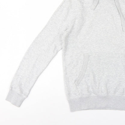 French Connection Men Grey M Pullover Hoodie Embroidered Logo Cotton Blend