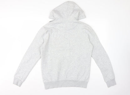 French Connection Men Grey M Pullover Hoodie Embroidered Logo Cotton Blend