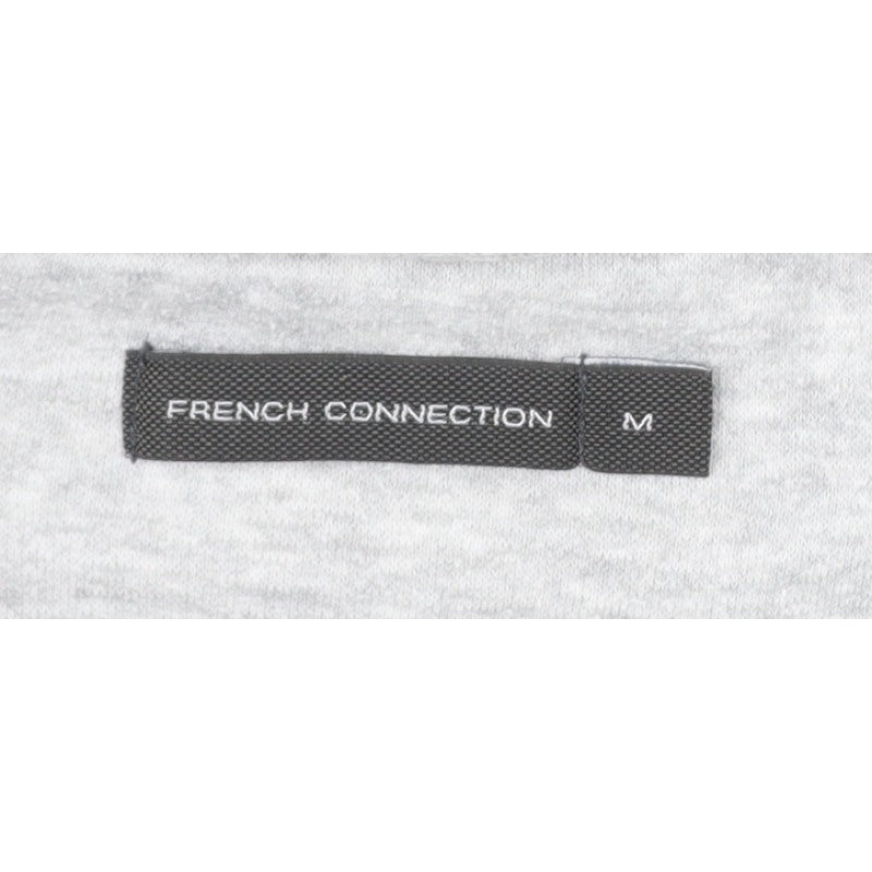 French Connection Men Grey M Pullover Hoodie Embroidered Logo Cotton Blend