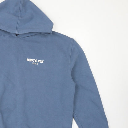 White Fox Women’s Blue M/L Pullover Hoodie Graphic Print Fleece