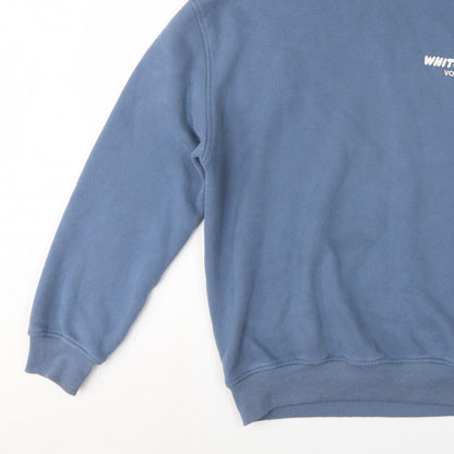 White Fox Women’s Blue M/L Pullover Hoodie Graphic Print Fleece
