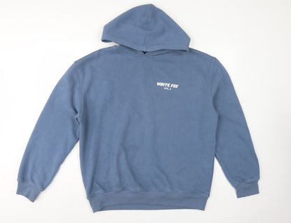 White Fox Women’s Blue M/L Pullover Hoodie Graphic Print Fleece