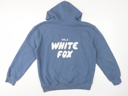 White Fox Women’s Blue M/L Pullover Hoodie Graphic Print Fleece